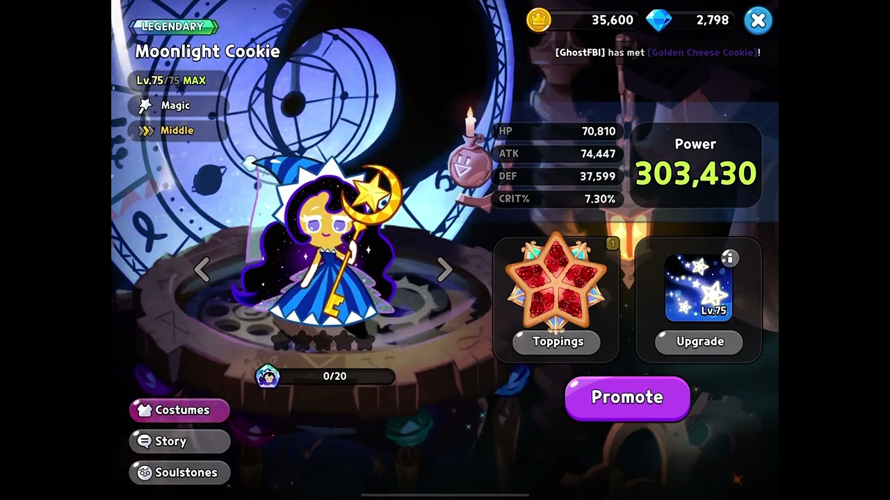 Fully maxed out moonlight cookie (including proper toppings, and skill powder)