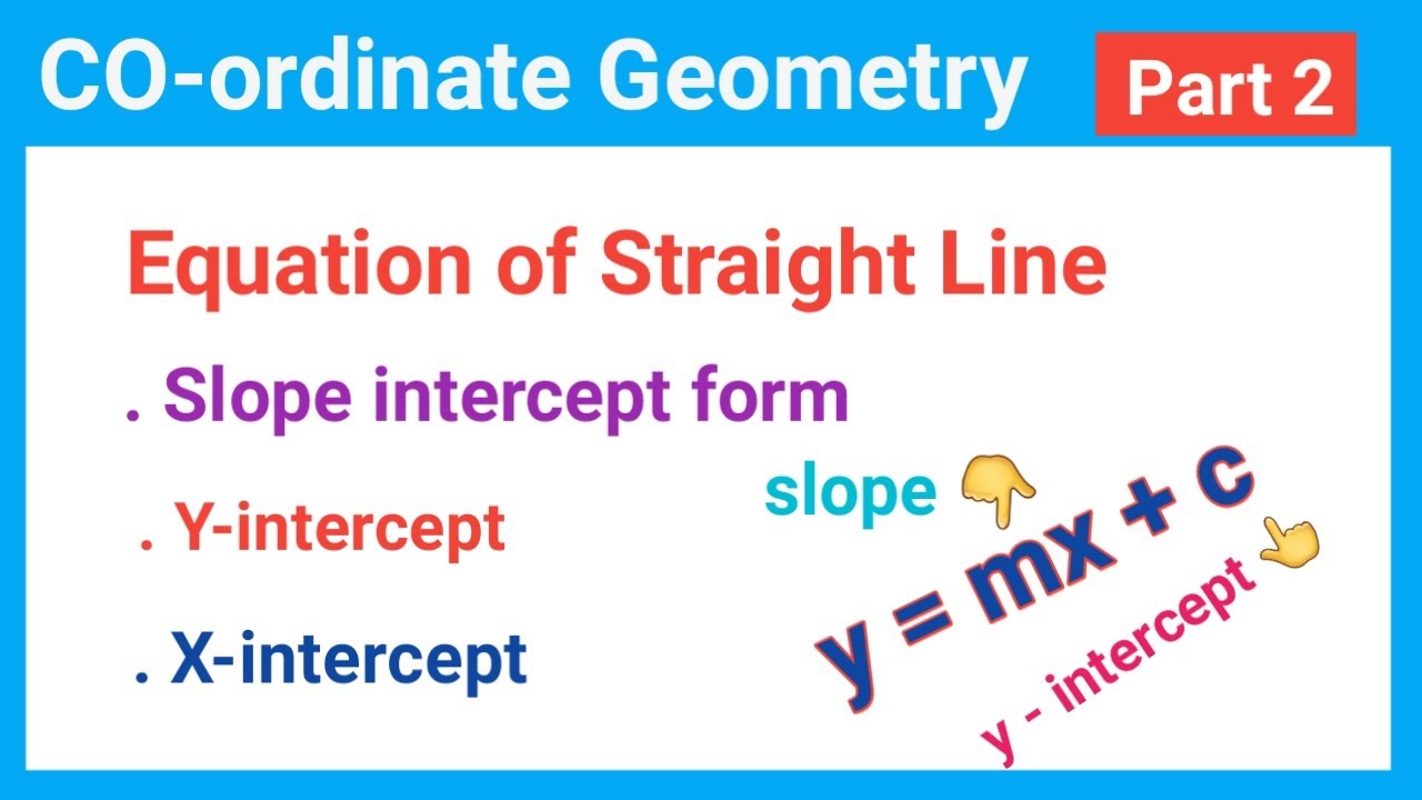 02 :Equation of straight line in slope intercept form  || slope-intercept form of a line ||opt Maths