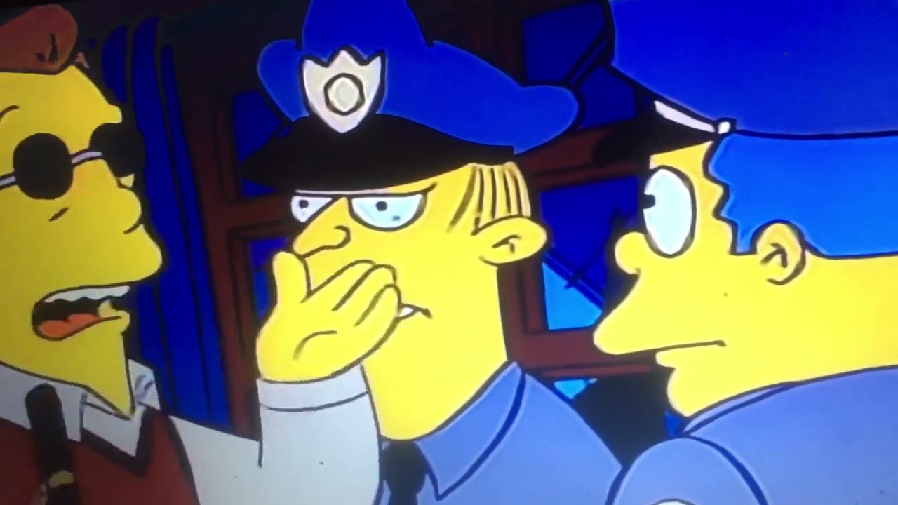 The simpsons Chief Wiggum smokes weed and listens to Bob Marley ￼