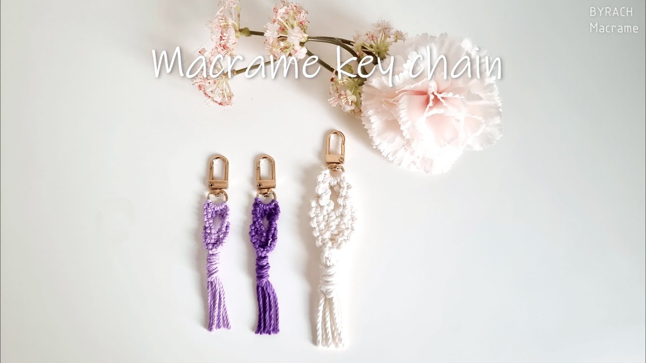 [Eng Sub] DIY Macrame Keychain Tutorial 마크라메 키 체인 / 마크라메 키링 만들기