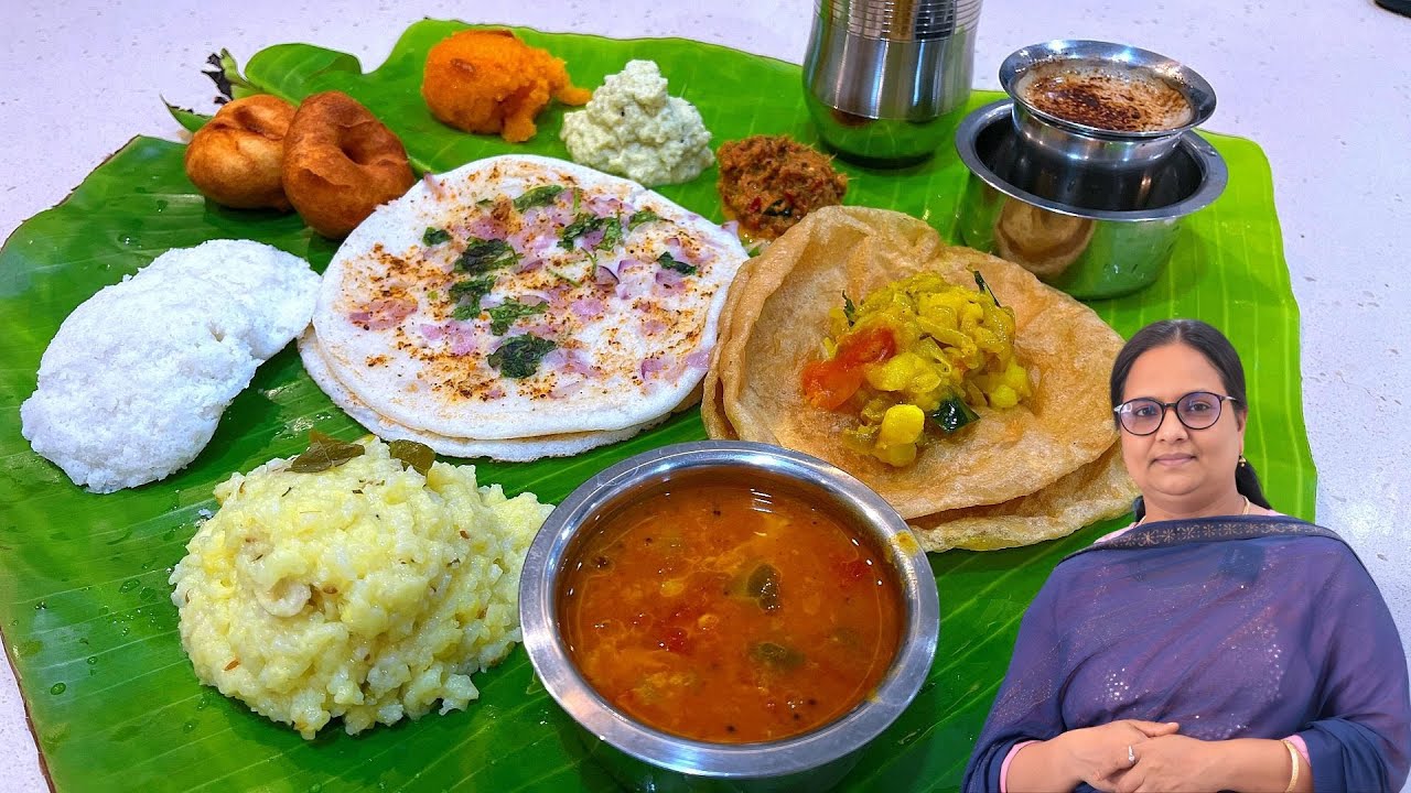 கல்யாண வீட்டு காலை விருந்து | Kalyana Veetu Tiffin Virunthu | 10 Items Breakfast Recipe