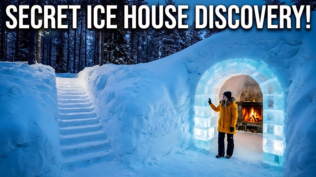 Building Deep Winter Shelter (ASMR) – Constructing a Warm Igloo House in a Frozen Forest