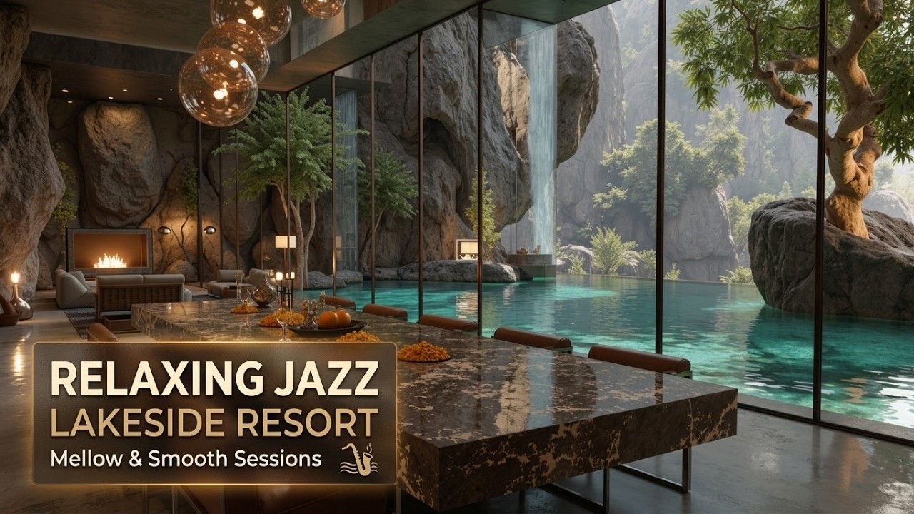 Relaxing jazz in a lakeside resort setting | Smooth piano music for a peaceful vacation