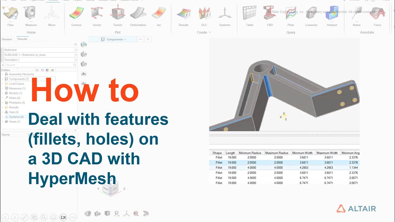 Как работать с элементами (скруглениями, отверстиями) в 3D CAD с помощью HyperMesh