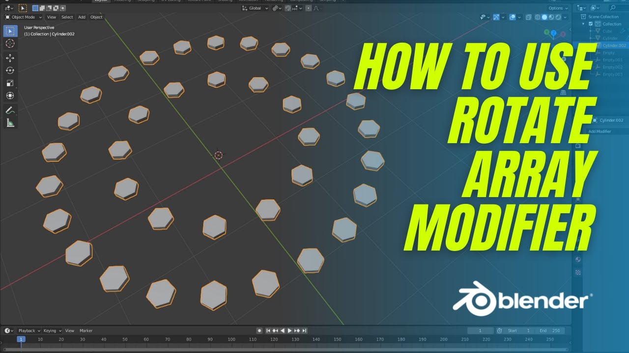 How to use the ROTATION ARRAY MODIFIER In Blender 2.9 | Blender Tutorial