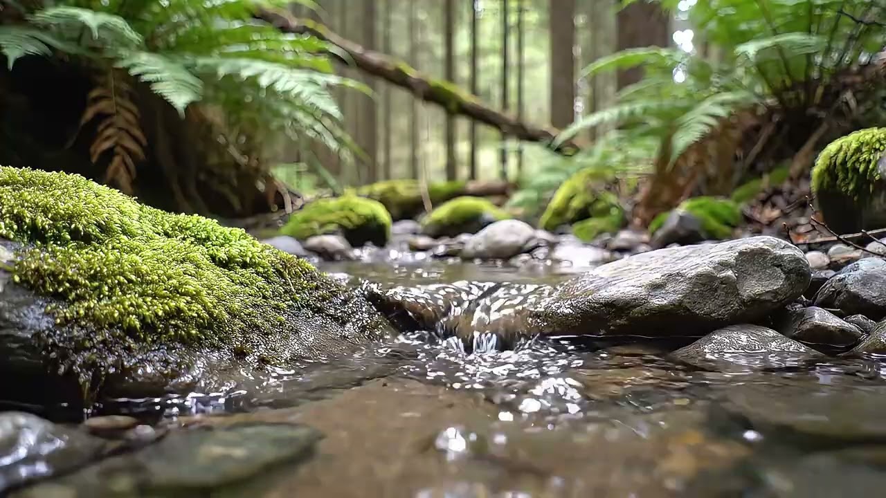 Soft Piano by a Whispering Stream | Calm Nature Sounds for Relaxation & Sleep