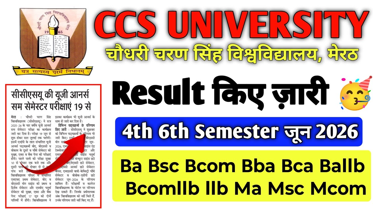 🔥 CCS University Result 2026 Out | 4th & 6th Semester Result जारी