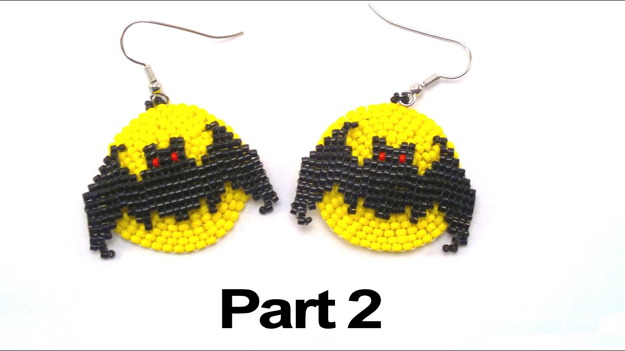 Halloween Full Moon Bat earrings beading tutorial #2