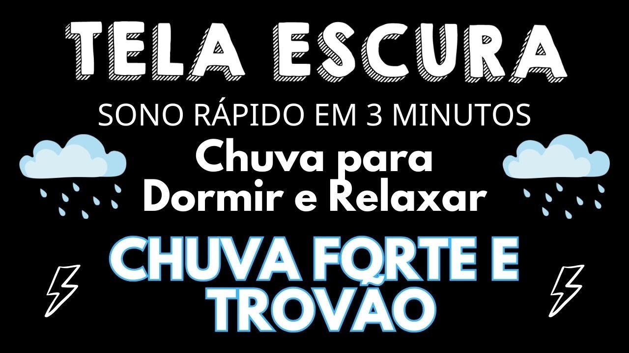 Barulho de Chuva TELA PRETA para Dormir - BARULHO de chuva para dormir com trovao tela preta