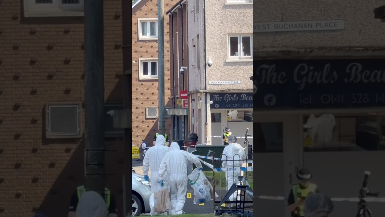 Forensics currently on scene at George Street in Paisley attempted murder investigation 14.7.26