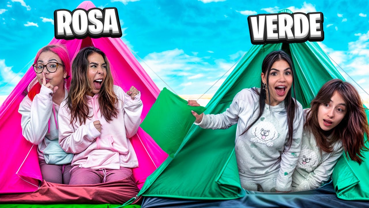 ACAMPANDO SOLO USANDO COLOR ROSA y VERDE!