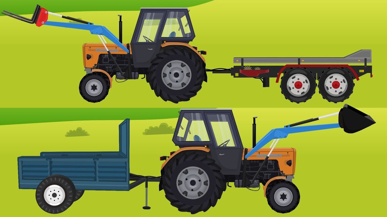 Ursus C-360 tractor in Action & a Movie for children - Colorful Animations about Excavators for Kids