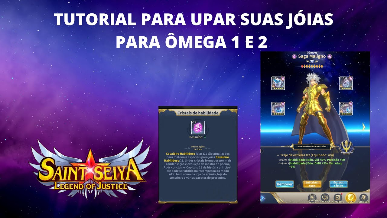 JÓIAS OMEGA? TUTORIAL COMPLETO PARA SEUS EQUIPAMENTOS - SAINT SEIYA LENDAS DA JUSTIÇA