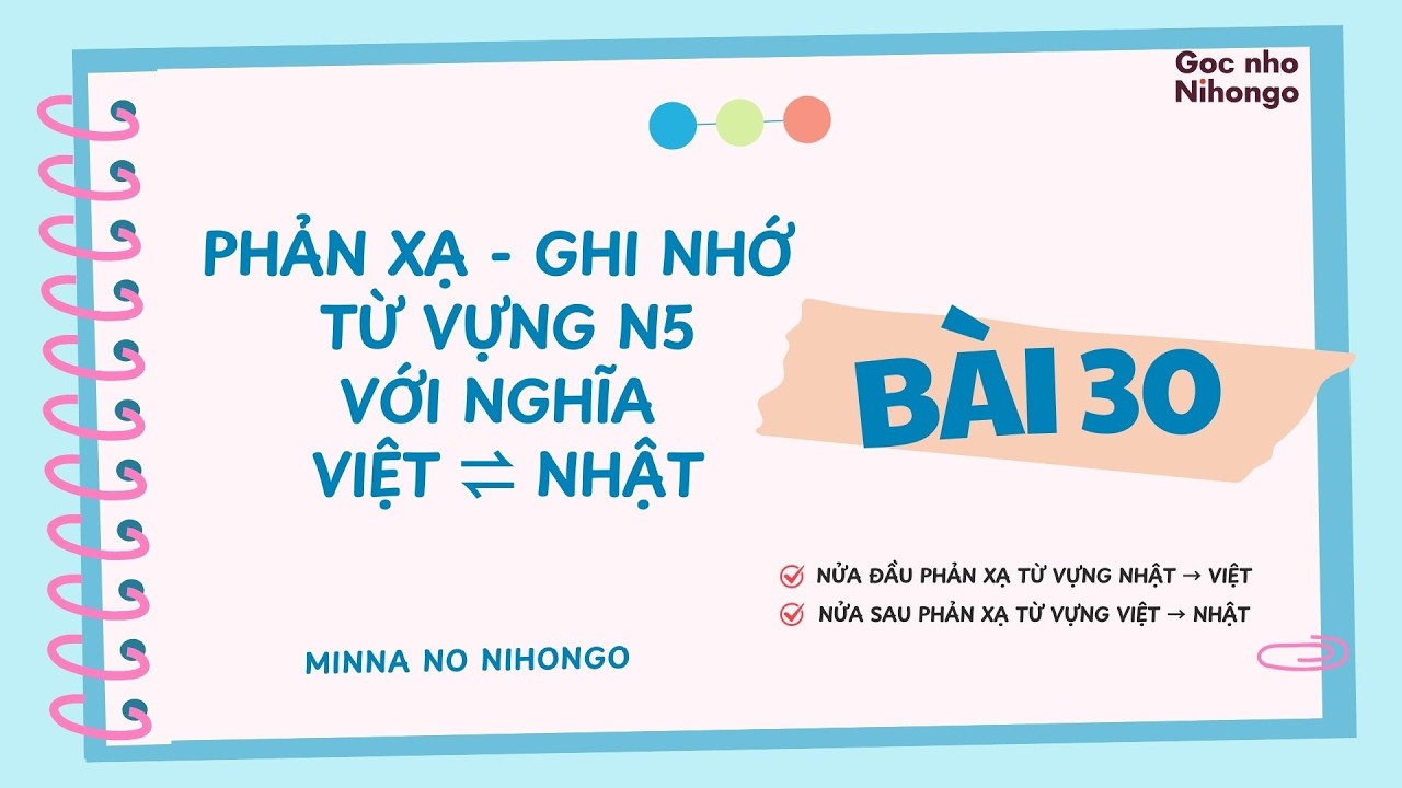 Nhớ nhanh Từ vựng N4 Bài 30 | Minna no Nihongo | Mẫu câu dễ hiểu