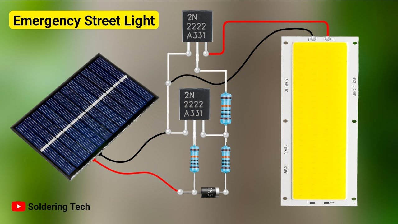 Emergency solar street light circuit | DIY auto ON OFF street light with charging