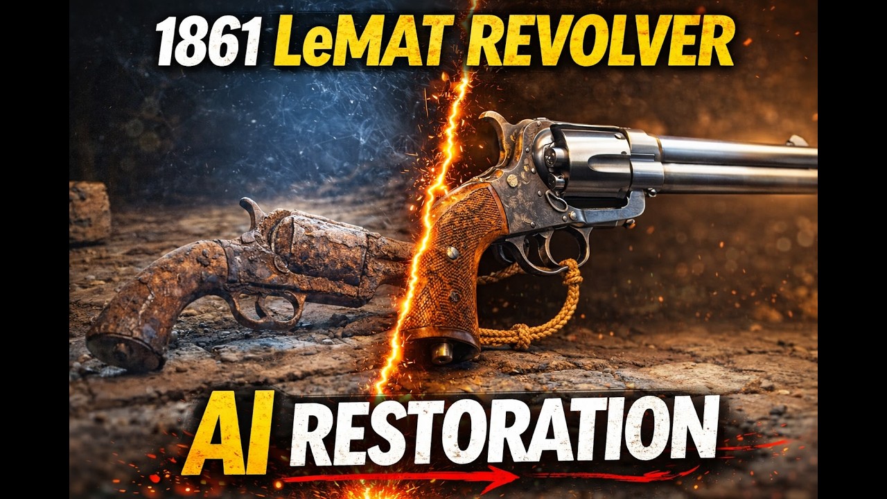 Редкий револьвер LeMat 1861 года, найденный в подвале в Луизиане — AI Restoration