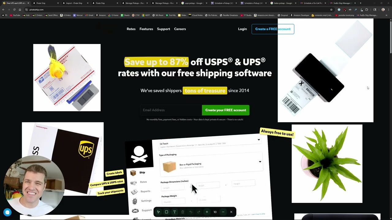 Удобная организация забора посылок через USPS, FedEx и UPS.