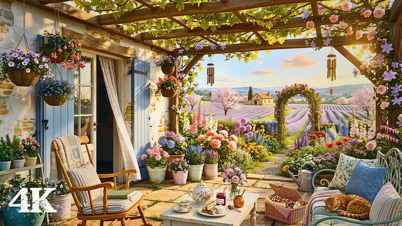 Morning Blooms on a Lavender Porch | Anchor Your Restless Heart with Birdsong, Wind Chimes & Breeze