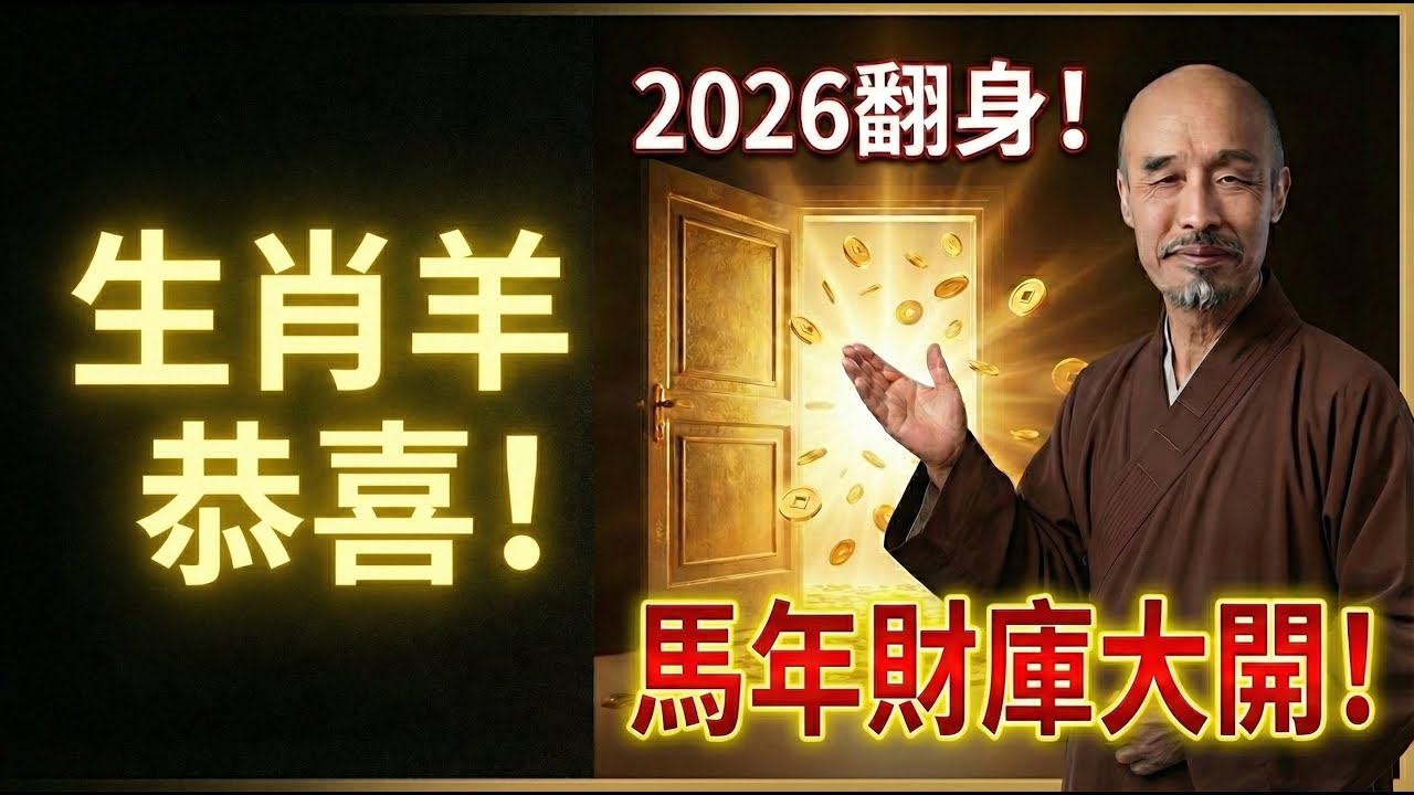 馬年開始！屬羊人「翻身時機」已定：這不是迷信，是你的財庫偏偏要在2026年打開！#2026生肖羊運勢 #屬羊2026運勢 #馬年運程 #生肖羊 #偏財運 #風水佈局 #招財 #改運 #2026屬羊