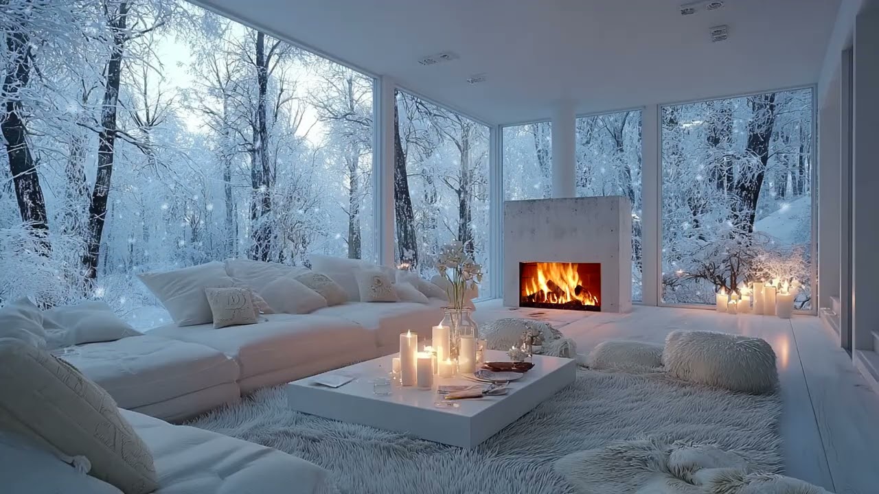 🧣🎶 Cozy Winter Piano Music | Quiet Warm Room and Snowfall Outside for Calm Study and Relief