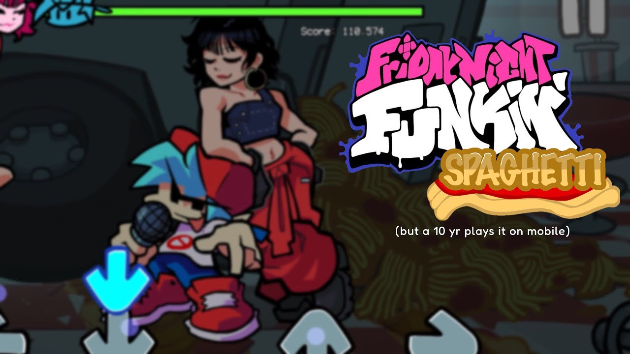spaghetti fnf but a 10 yr plays it on mobile