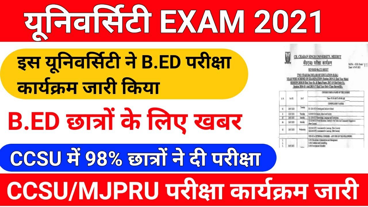 यूनिवर्सिटी EXAM 2021/B.ED परीक्षा कार्यक्रम जारी /ccsu exam scheme/mjpru exam schedule/toppershint
