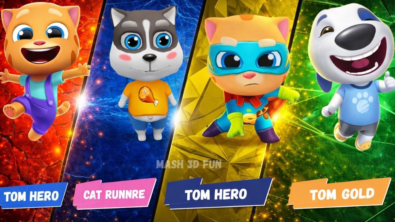 Which Talking Tom Runner Game Is BEST? 🏆  | Cat Runner🆚Gold Run🆚Time rush🆚 Hero Dash| |Mash 3d fun