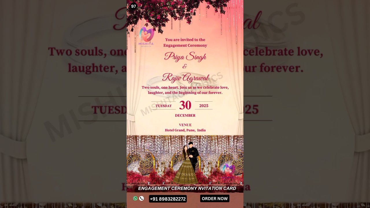 Engagement ceremony Invitation Card Template | 100/- | Mishita Graphics 