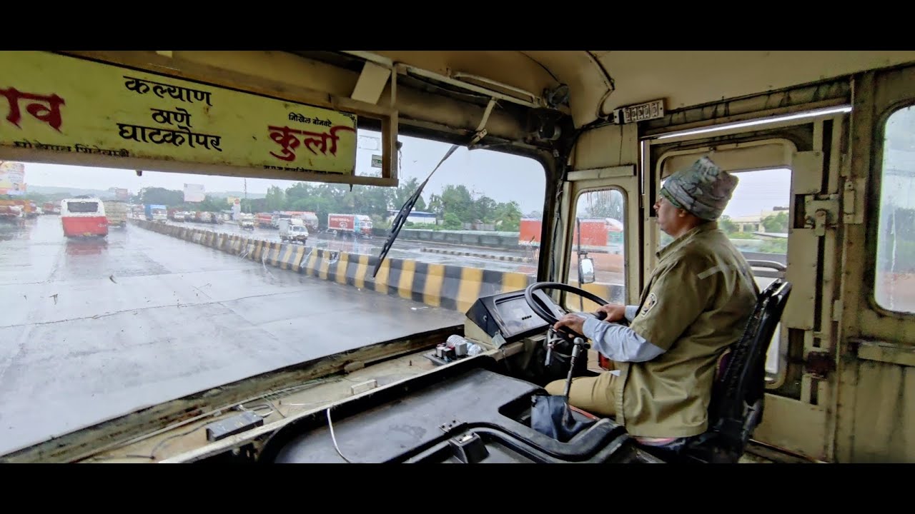MUMBAI TO JUNNAR VIA MALSHEJ GHAT : FULL JOURNEY : MSRTC ORDINARY ST BUS CABIN RIDE