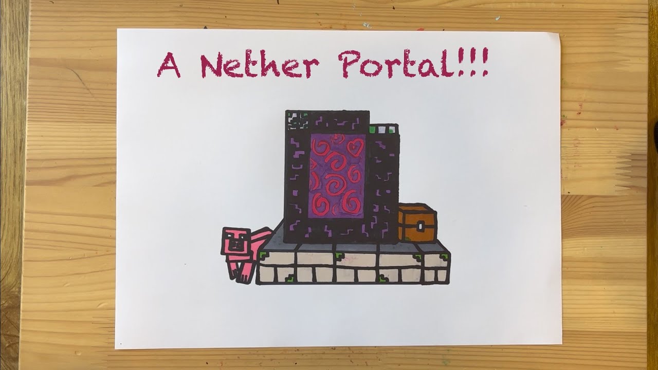 Drawing with Juni #167: How to draw a Nether Portal | Minecraft
