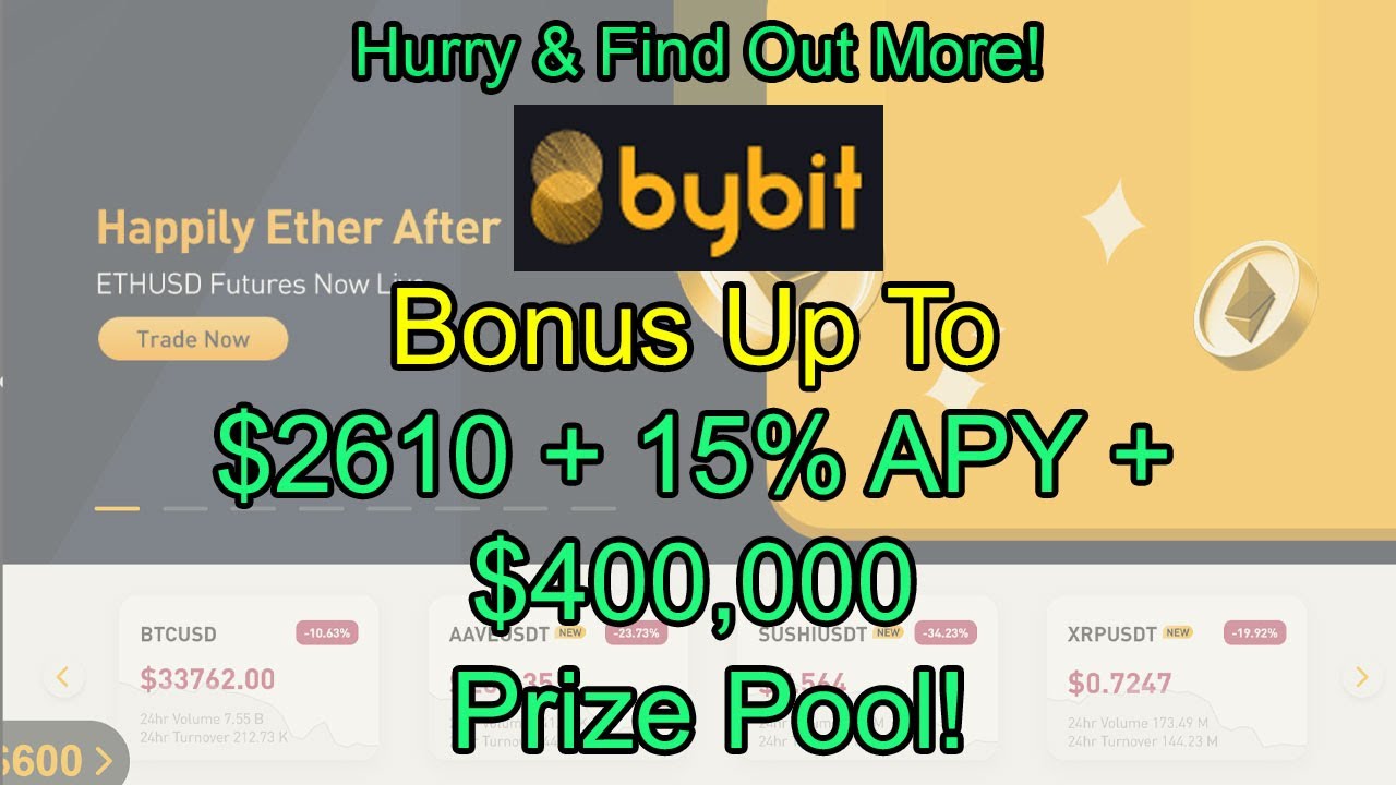 Bybit Promotion | Bonuses | Max benefit : $2610 + 15% APY + $400,000 Prize Pool