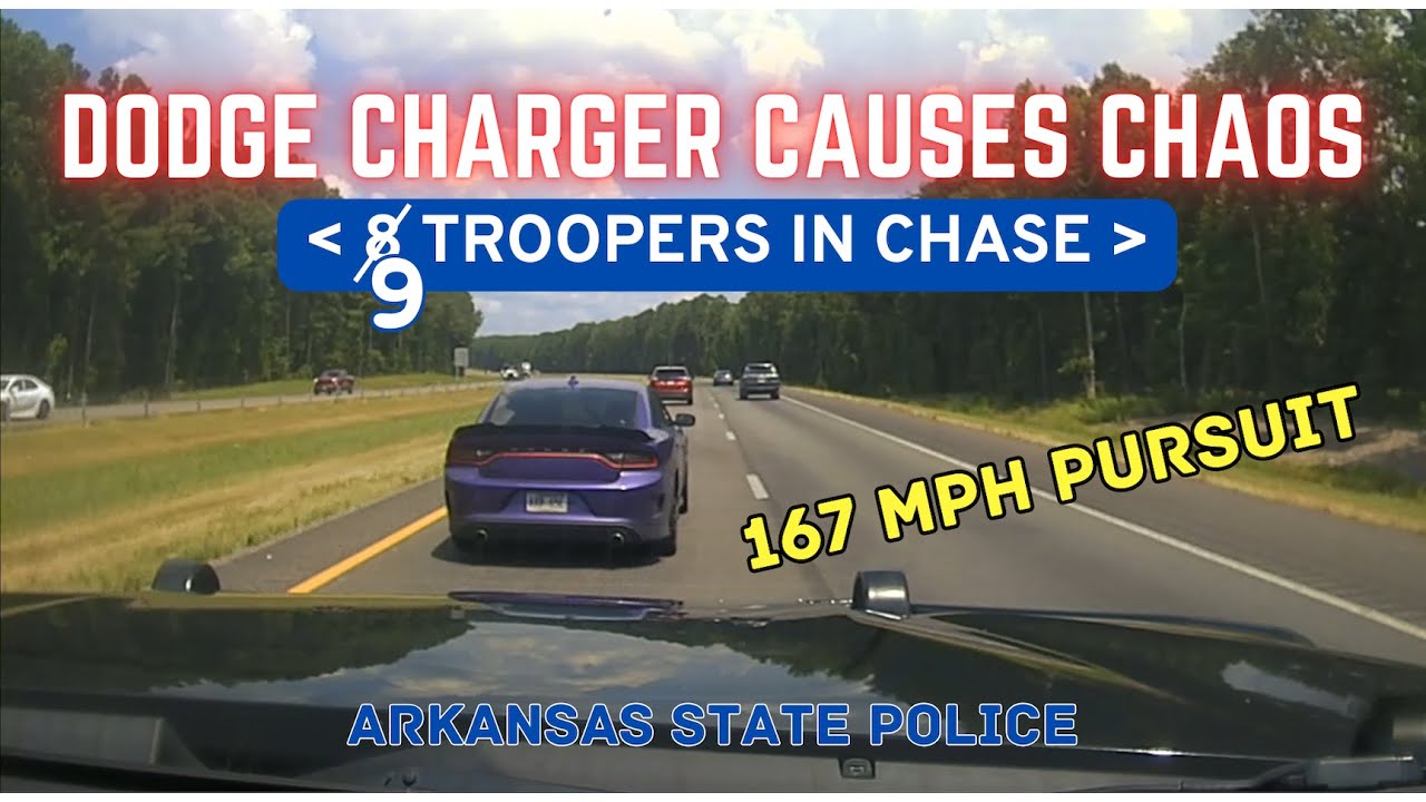 Purple Dodge Charger sparks JULY 4TH CHAOS at 167 MPH!  Arkansas State Police #pursuit #chase #wreck