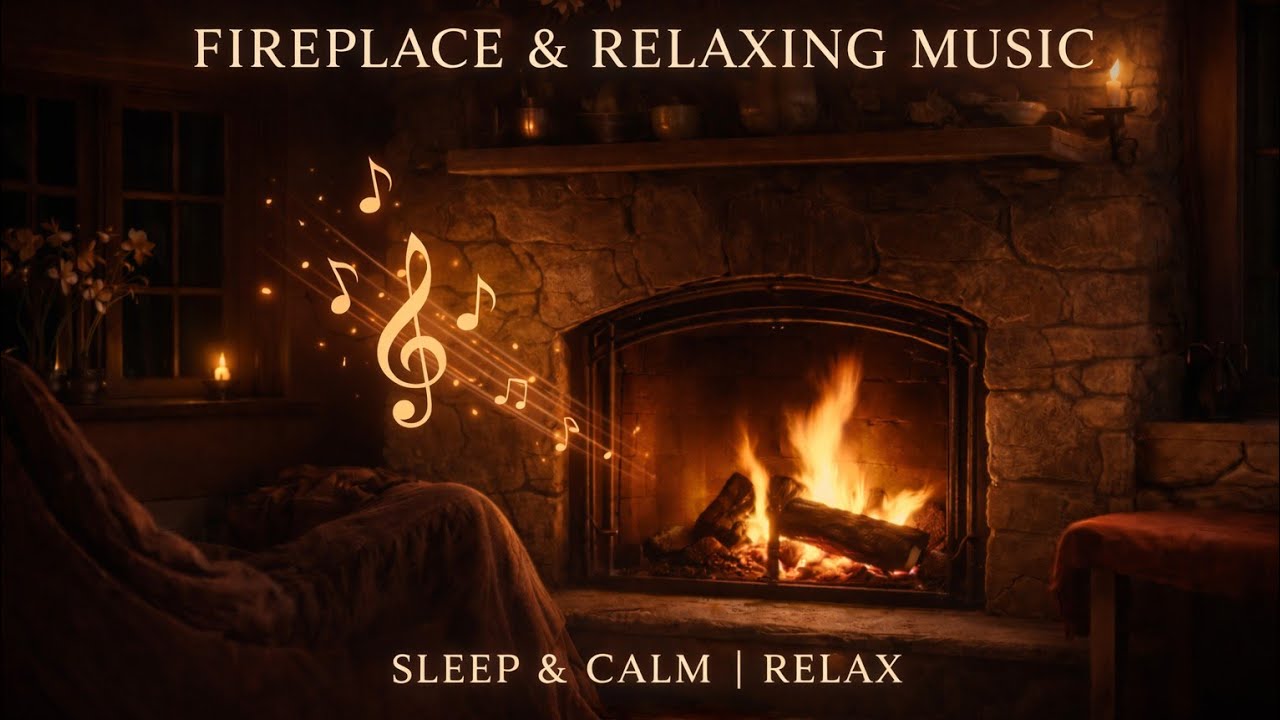 Fireplace with Jazz Piano – Cozy Evening Relaxation & Calm