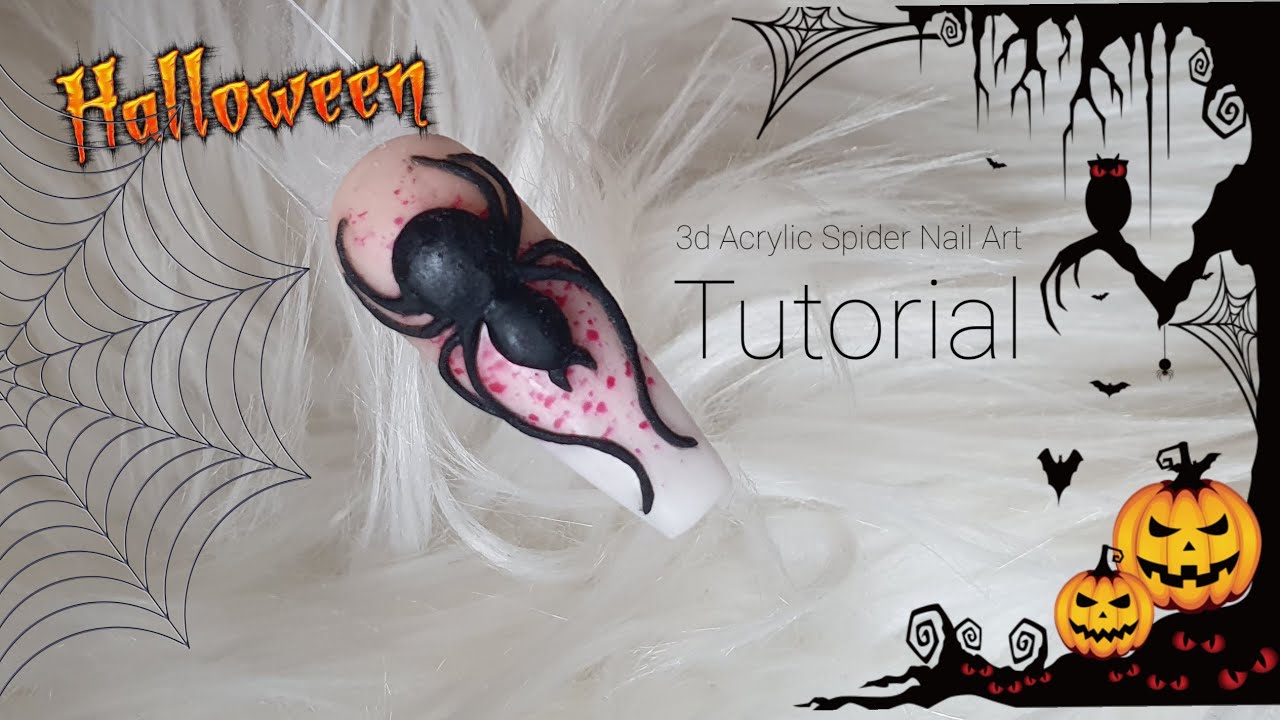 3d Acrylic Spider Tutorial | Halloween Nail Art | Halloween Nails | Spider Nail Art | Spooktober