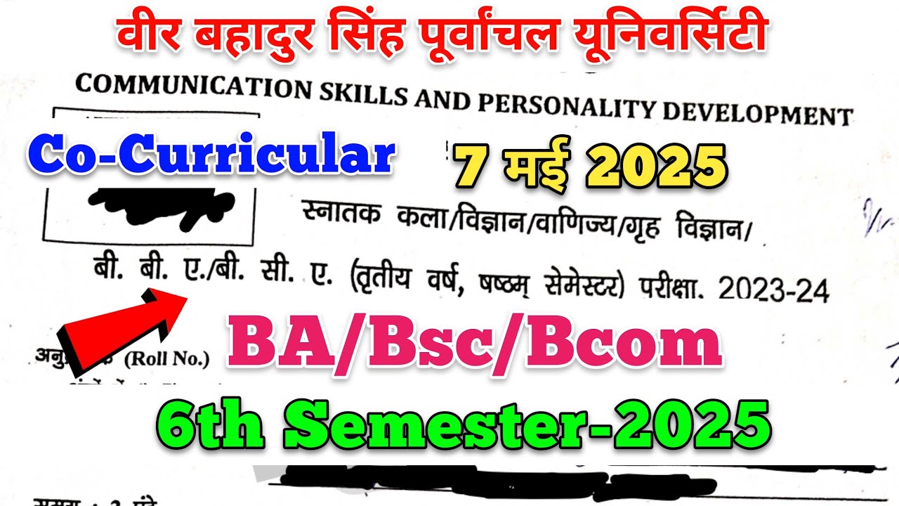 BA 6th semester co curricular communication skills and personality development | vbspu