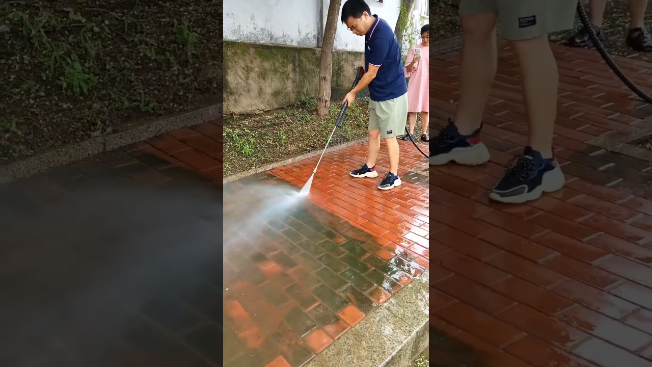 High-pressure water gun for cleaning floors 💦, powerful effect 🔥, easily removes moss stains ✨!