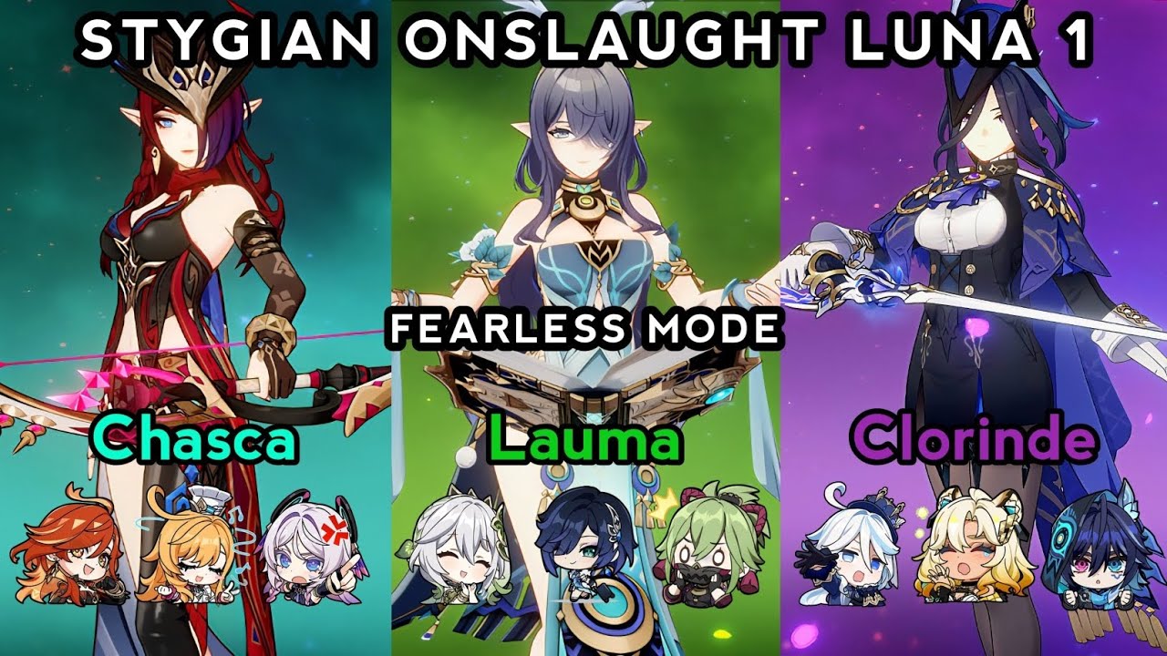 C2 Chasca ft. C0 Lauma ft. C1 Clorinde | Stygian Onslaught Luna 1 | Genshin Impact