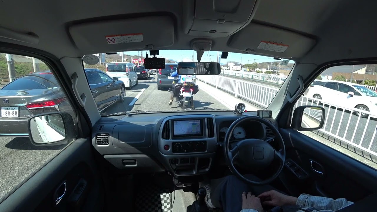 ヘッドレスト固定 アクションカメラ 車載動画 市街走行  (4) エブリイワゴンスポーツフロア５MT