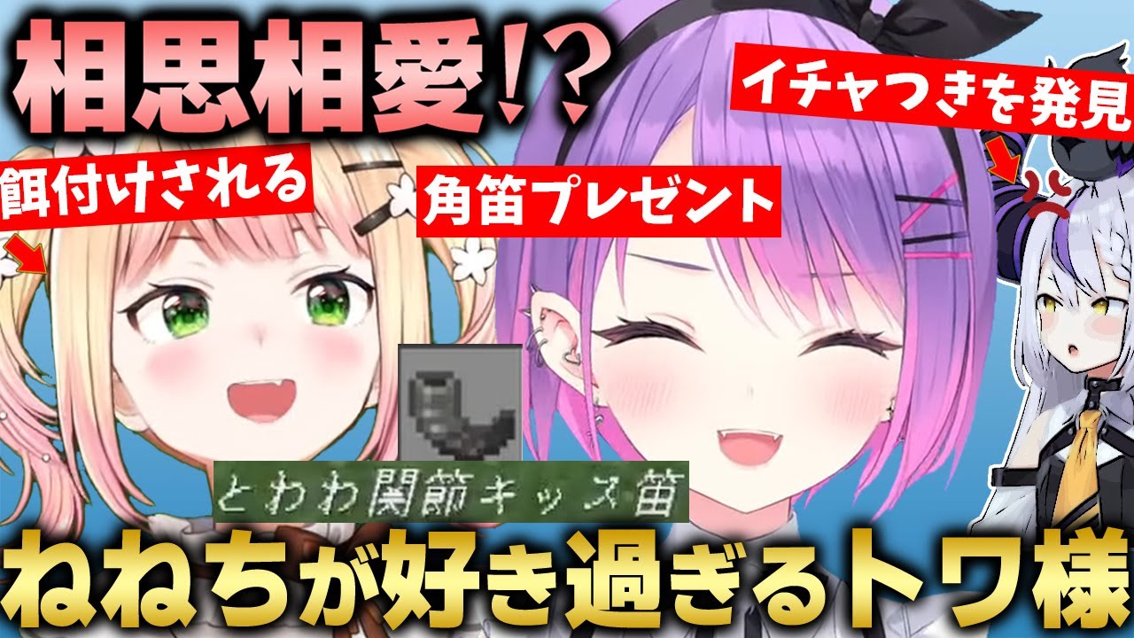 【切り抜き／常闇トワ】【両視点あり】公開イチャイチャ！？隙あらばねねちに絡みに行くトワ様が面白過ぎたｗ【ラプラス・ダークネス／桃鈴ねね／マインクラフト】