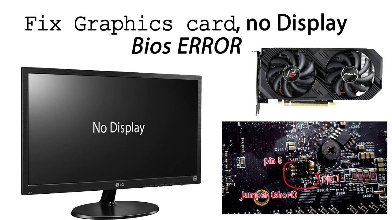 fix graphics card bios error no display AMD - flashing ic bios pin short