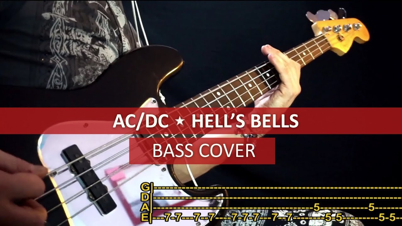 AC DC - Hell's bells / bass cover / playalong with TAB