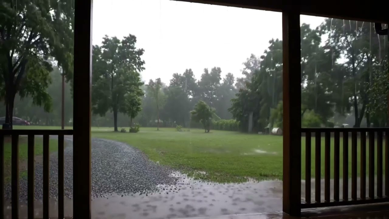 Rural Porch Rainstorm Ambience | Relaxing Rain Sounds for Sleep