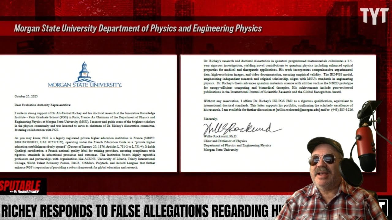 Rashad Richey Presents Letter to Prove His Physics PhD: Too Bad for Him, We Read It