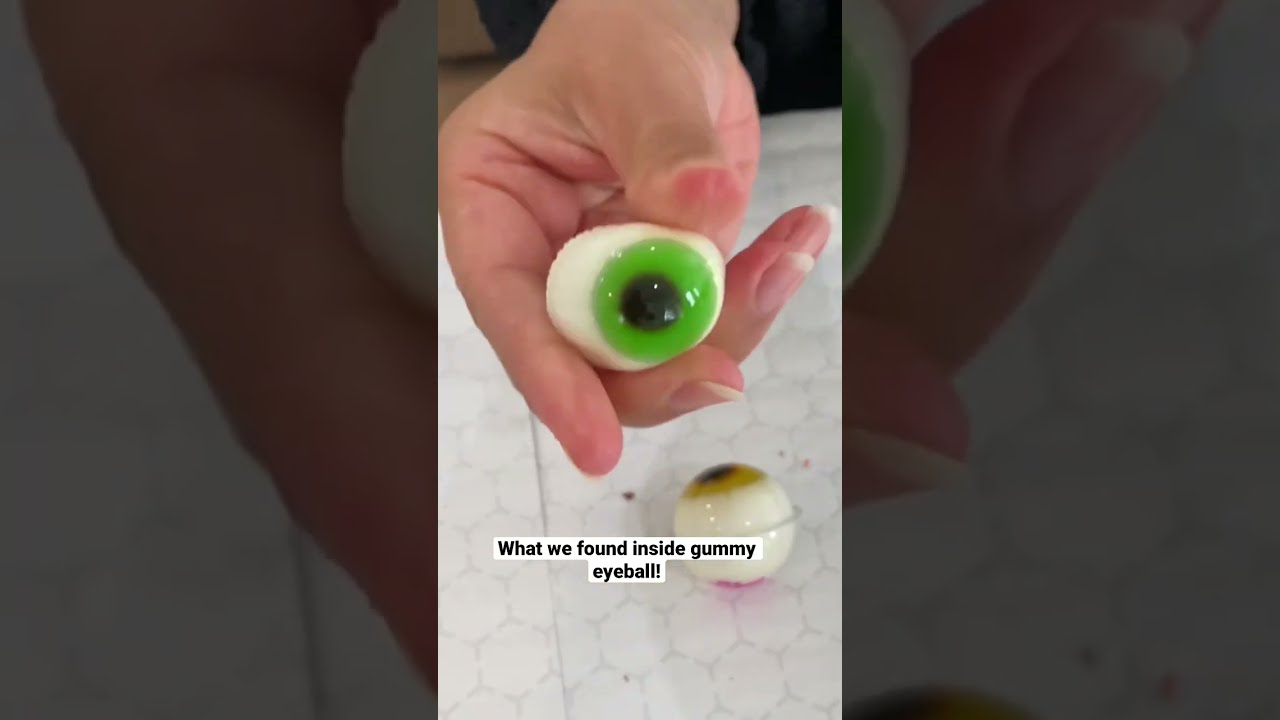 WHAT WE FOUND INSIDE GUMMY EYE BALL! #shorts #mukbang #food #candy