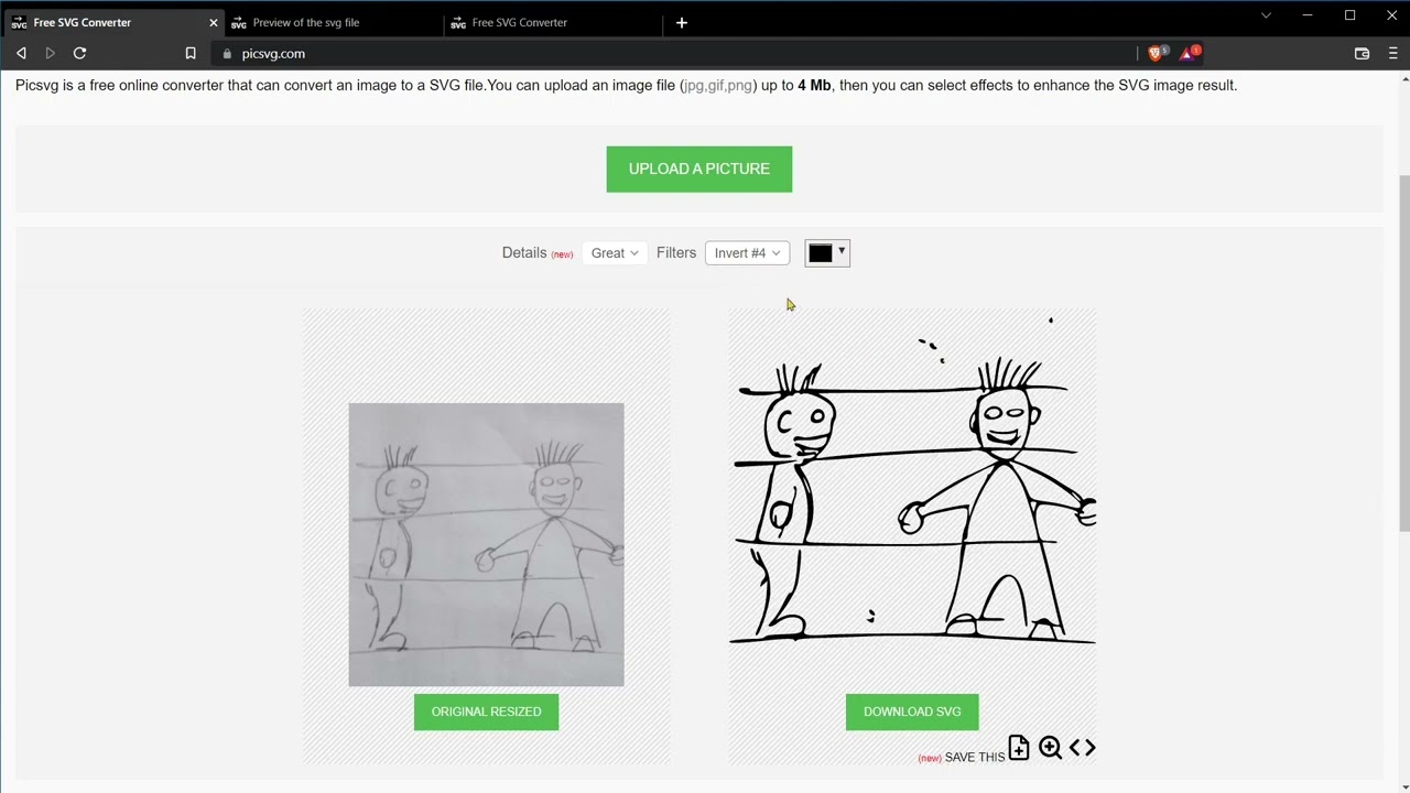 Videoguide - Convert Images in Vector Graphics, Fast, Simple and Free, Create SVG with picsvg site