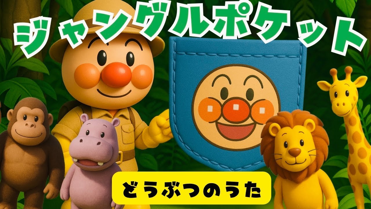 【ジャングルポケット】アンパンマン　どうぶつのうた　手遊び歌　赤ちゃん喜ぶ　こどものうた　おかあさんといっしょ　知育　歌　童謡　＃面包超人　＃Anpanman　＃호빵맨　＃أنبانمان
