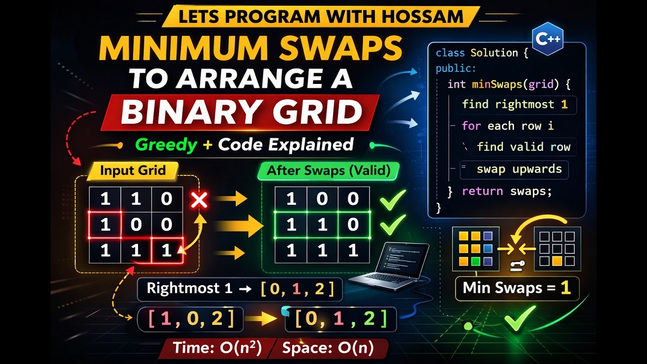 1536. Minimum Swaps to Arrange a Binary Grid