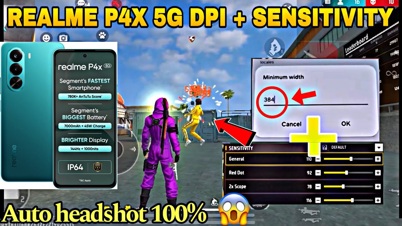 Realme P4x 5G dpi setting free fire || best dpi for realme p4