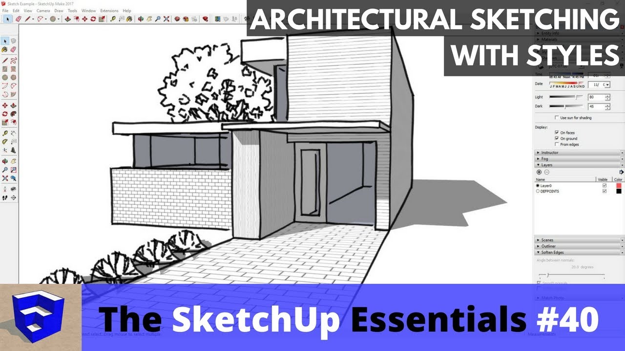 Архитектурные эскизы со стилями в SketchUp — Основы SketchUp #40