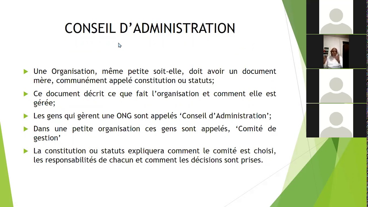 Partie 3: Formation en gestion et Organisation d'une ONG